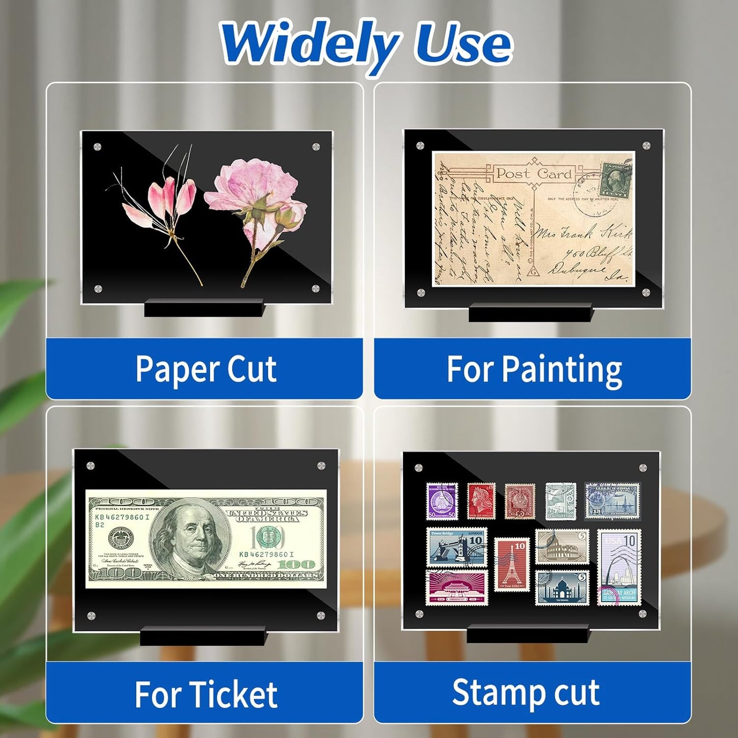 5 Pack Acrylic Magnetic Picture Frame 5x7, Clear Frame for Horizontal Vertical Tabletop Display, Black Photo Frame Magnets for Fridge