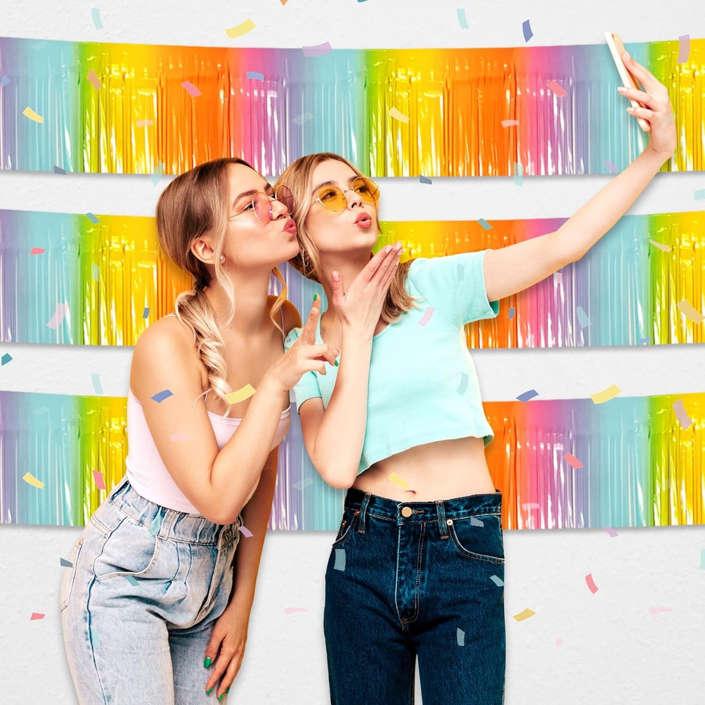 3 Pack 10 Long Rainbow Metallic Foil Fringe Garland Wall Hanging Tassle Banner,Bridal Shower,Christmas Party,Parade Floats, BirthdayParty Decoration,Theme Party,All Saints'Day