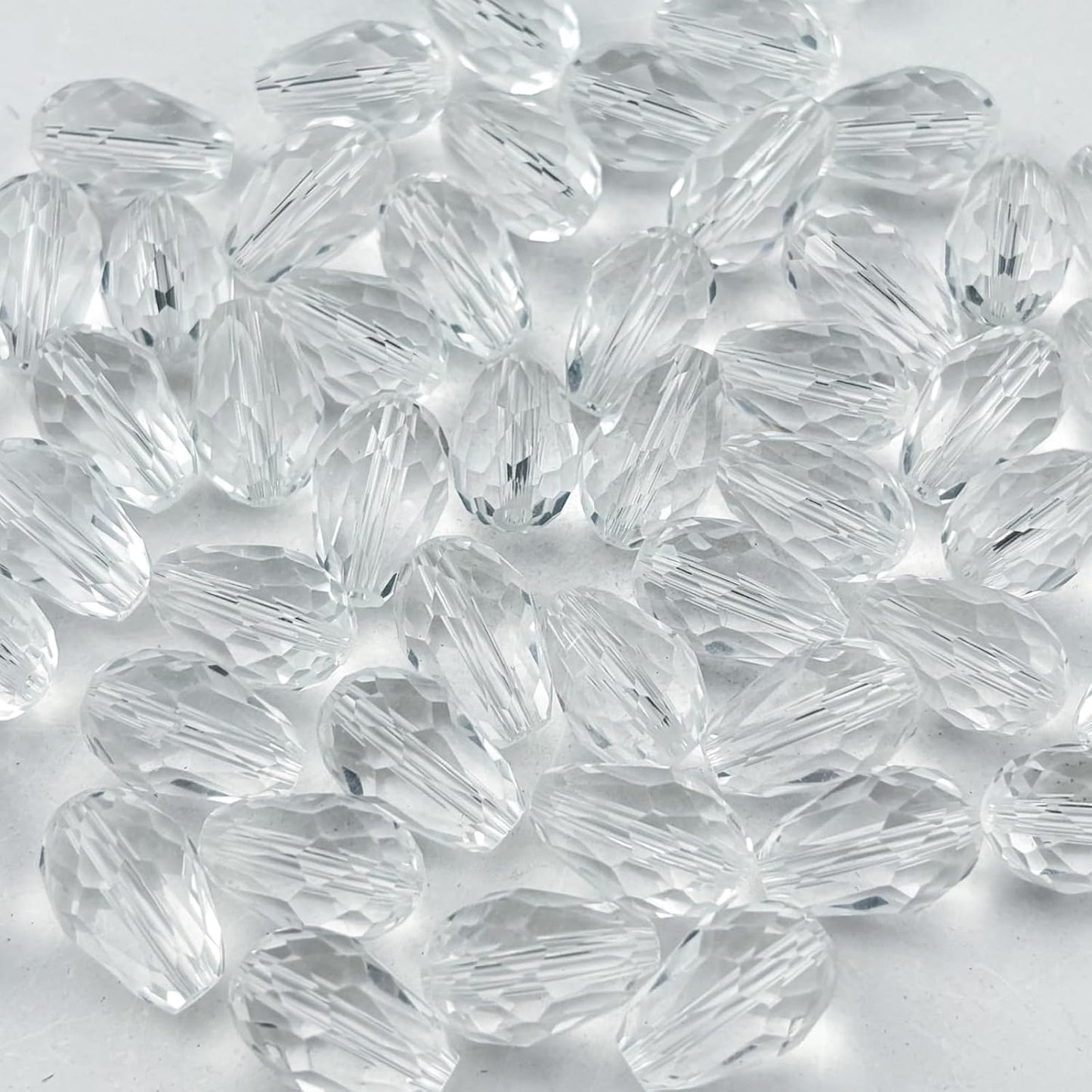 100pcs 8x12mm Teardrop Crystal Glass Beads for Jewelry Making, Faceted Vertical Hole Teardrop Glass Spacer Beads for Wind Chimes Bracelet Earring Necklace DIY Craft(Transparent)