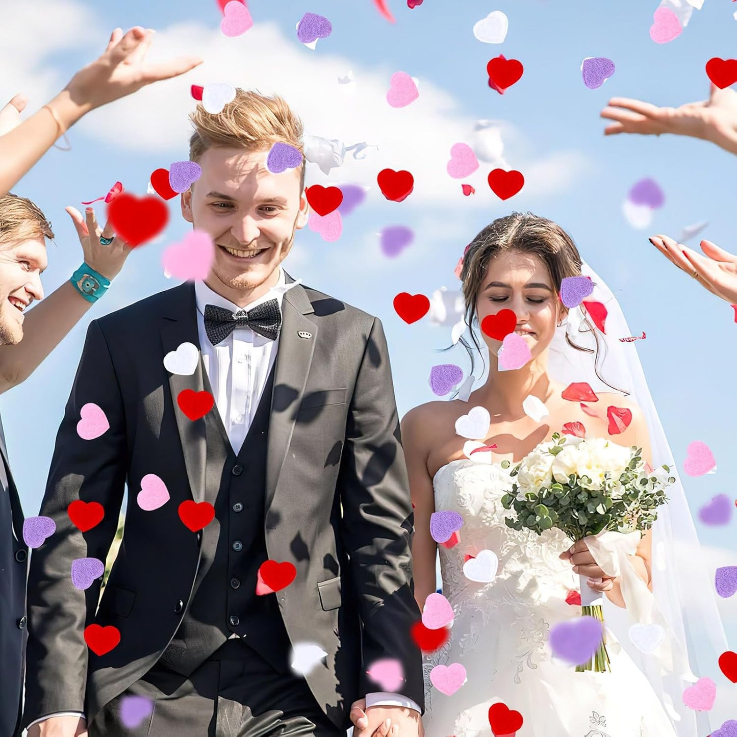 MARFOREVER Valentine's Day Felt Hearts Confetti, Heart Decorations Foam Confetti for Wedding, Mother's Day Supplies - Romantic Heart Shape Balls Sprinkles