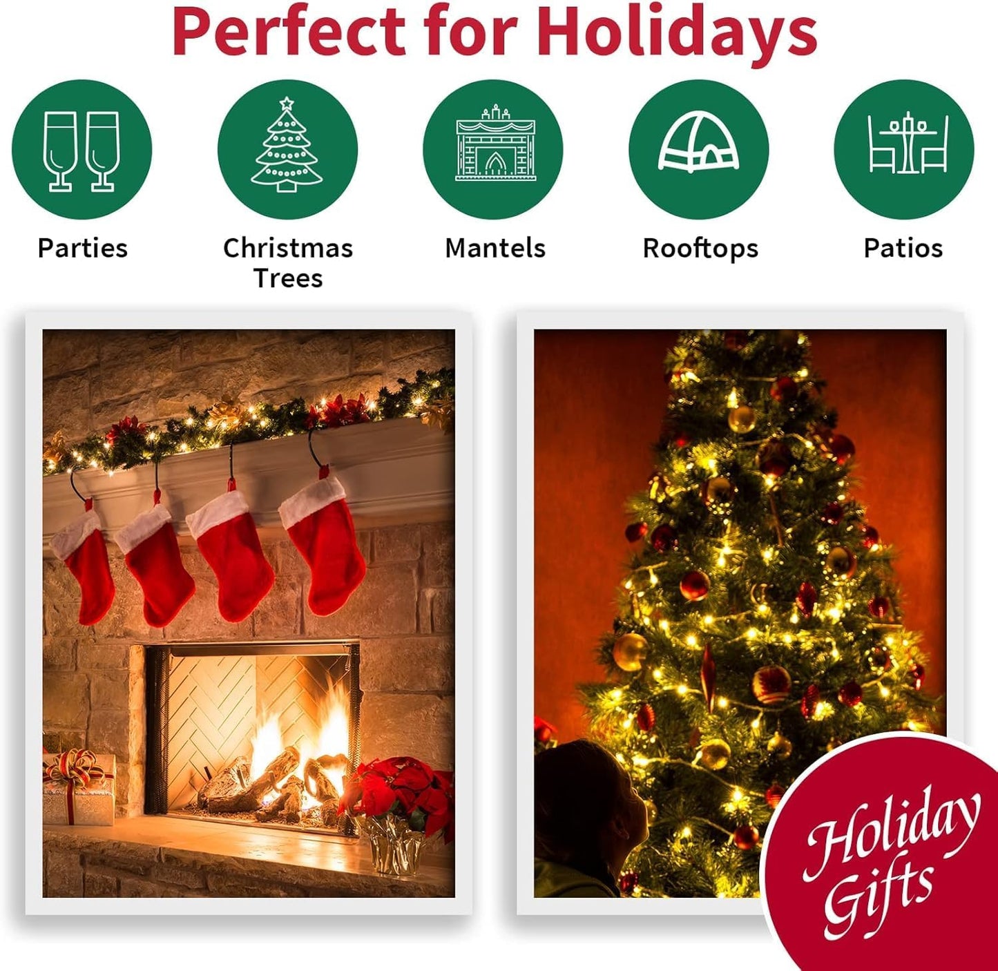 LAMPHOME 33ft Christmas Decorative Mini Lights, 100 LED Transparent Wire Fairy Starry String Lights Plug in, 11 Lighting Modes, for Indoor Outdoor Xmas Tree Wedding Party Decoration (Warm White)