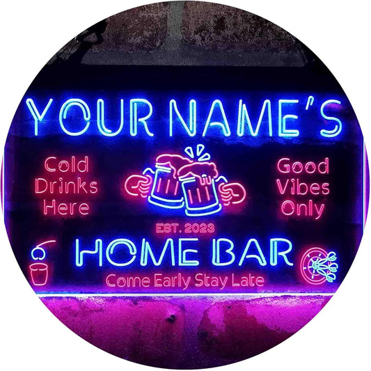 ADVPRO Personalized Your Name Custom Home Bar Beer Established Year Dual Color LED Neon Sign Red & Blue 24 x 16 Inches st6s64-p1-tm-rb