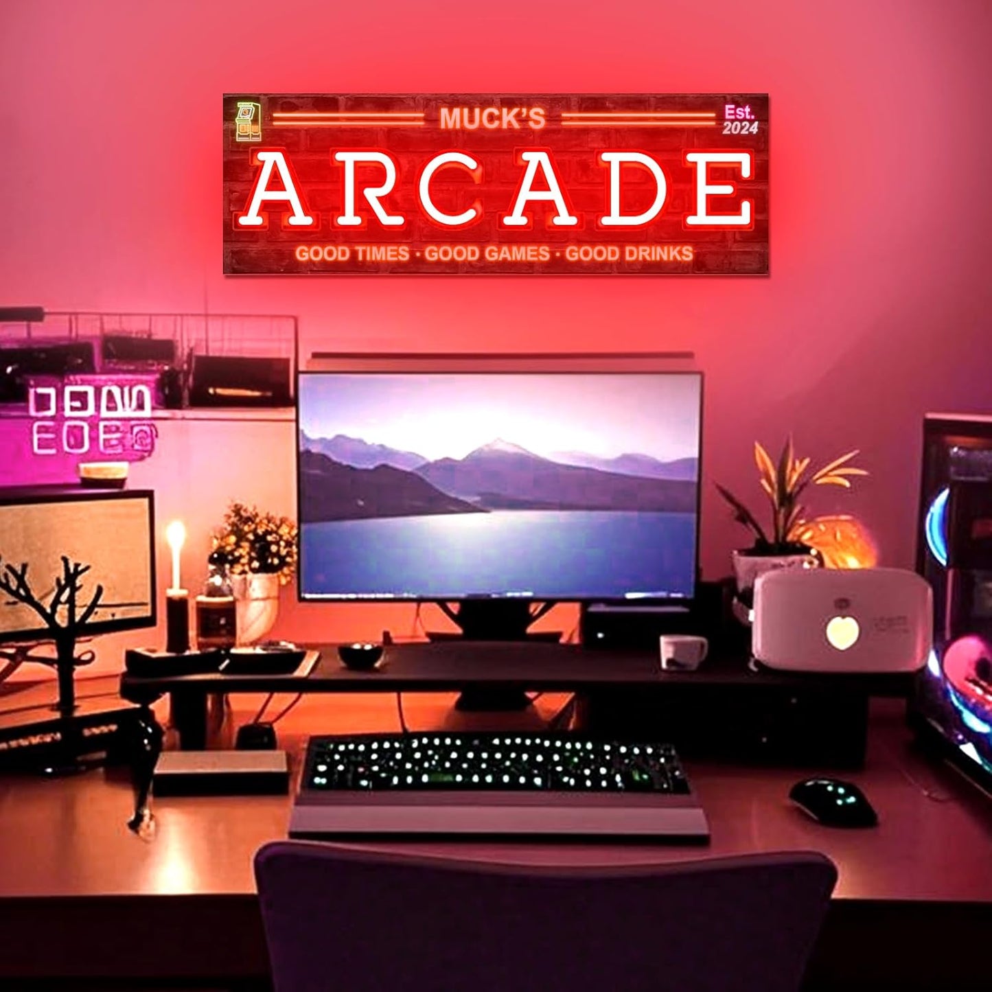 Custom Arcade Neon Sign for Wall Decor, Personalized LED Neon Name Sign, Dimmable Customized Arcade Light Up Signs for Playroom Gaming Zone Man Cave Bedroom Decoration, Men Boy Gamer Birthday Gifts