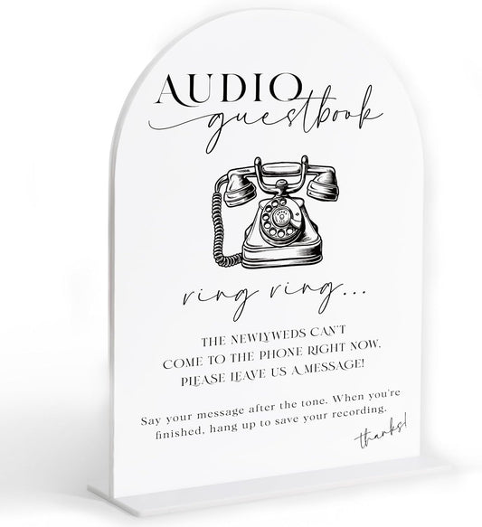 Audio Guest Book Sign, White Arch Acrylic Wedding Sign, Audio Guest Book Wedding Phone, Bridal Shower Decor, Engagement Party Decor, Centerpiece Table Decorations Party for Bride and Groom-25