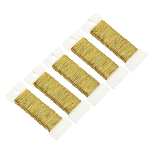 MECCANIXITY 190 Yards/575 Feet 27 Gauge Metal Floral Wire Gold Tone Flexible Paddle Thin Floral Wires for Craft, Christmas Wreath, Flower Arrangement, Wedding, Total 5 Roll