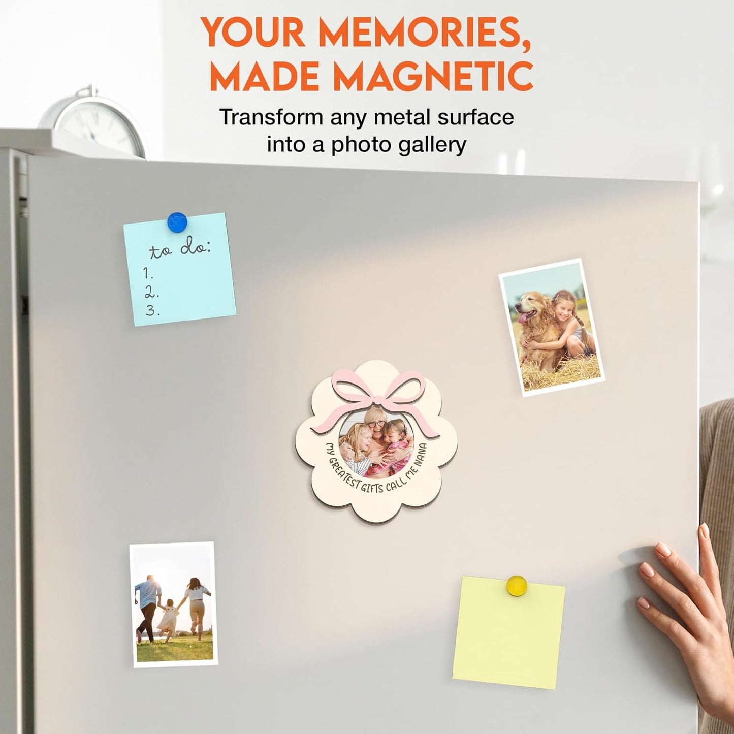 Magnetic Picture Frames - MY GREATEST GIFTS CALL ME NANA - Christmas Gift Birthday Gift for Grandma - Unique Magnet Photo Frame For Women - Magnetic Frames for Refrigerator, Locker & More