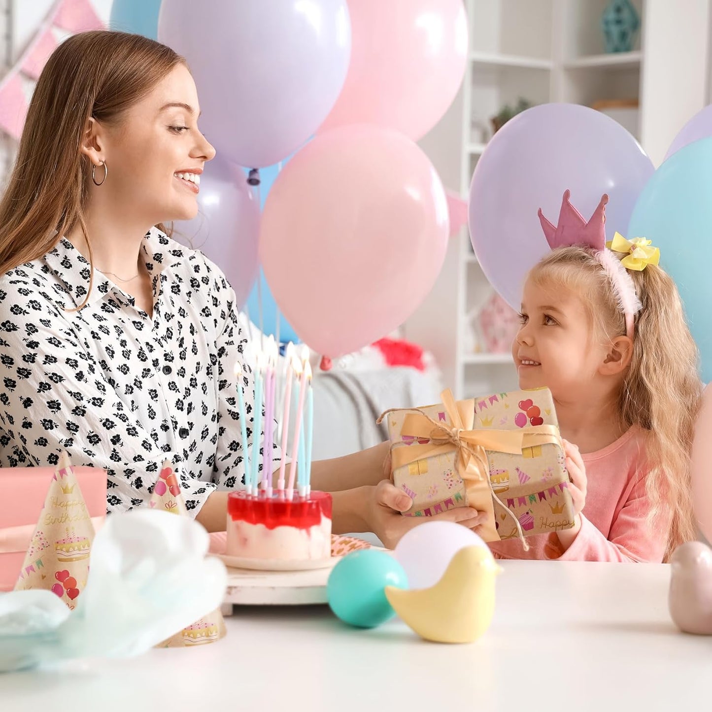 Aimyoo Birthday Wrapping Paper Roll - 17 Inch X 16.4 Feet - Gold Foil Celebration Cake, Gift Box,Happy Birthday Lettering Design Gift Wrap for Kids, Baby Showers