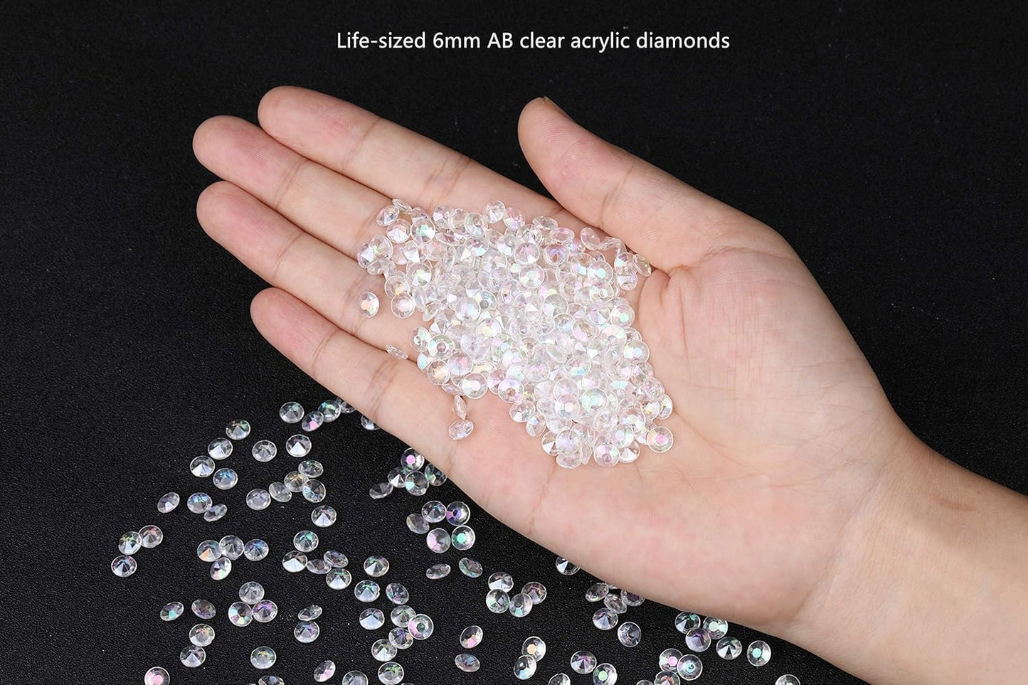 5000 pcs/Pack Wedding Table Scatter Confetti Crystals Acrylic Diamonds 6 mm Rhinestones for Wedding, Bridal Shower, Vase Beads Decorations (6mm, Black)