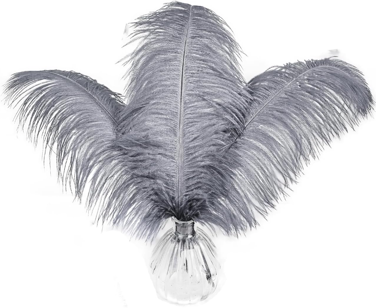 HAPPY FEATHER 16-18 inch Gray Ostrich Feathers Craft for Wedding Party Centerpieces Home Decoration DIY Craft Pack of 10