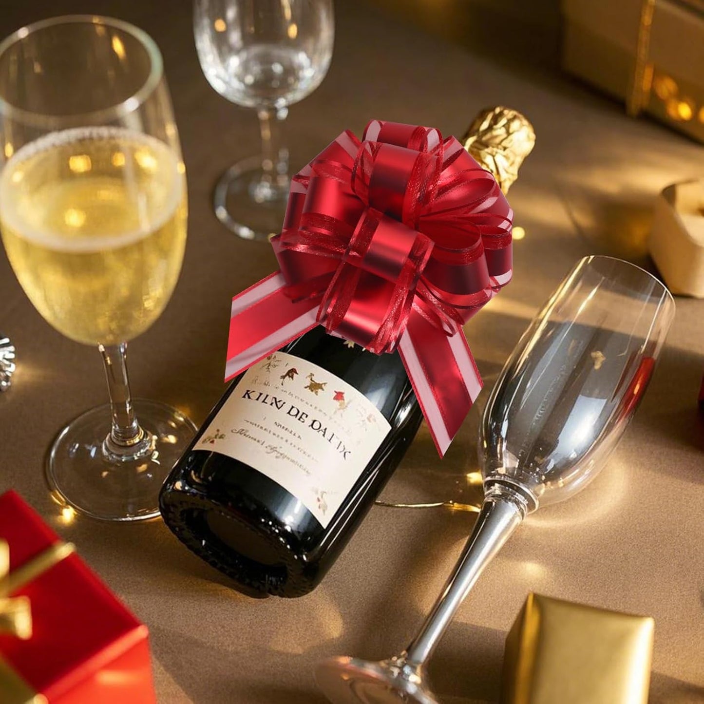 6 PCS 6 Inch Organza Red Pull Bows - Perfect for Gift Wrapping, Wedding Decor, Car Bows, Birthday Parties, Christmas, and Valentine's Day