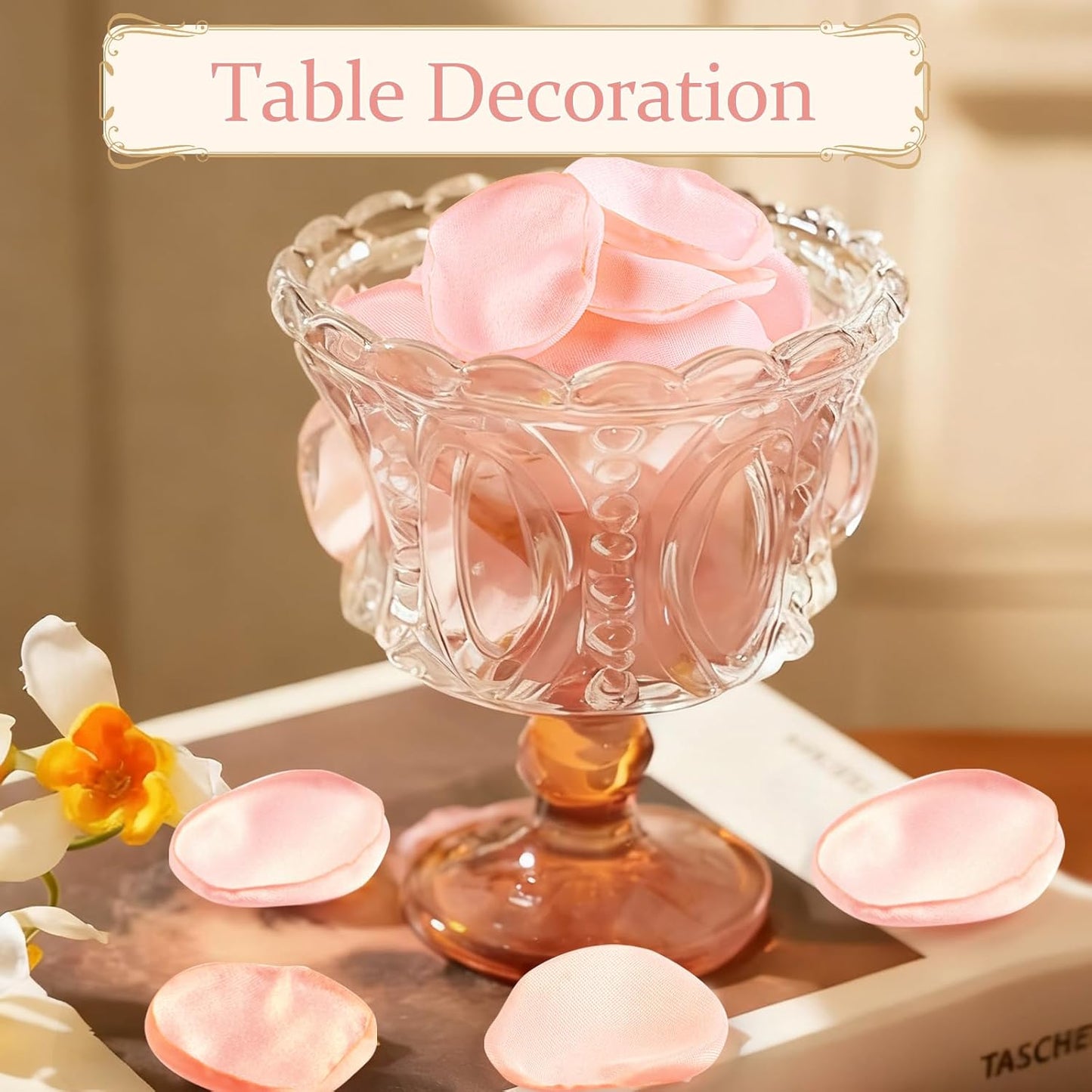 300pcs Blush Faux Silk Rose Petals for Wedding Aisle Scatter, Flower Girl Basket, Table Centerpieces, Bridal Shower, and Romantic Party Decor