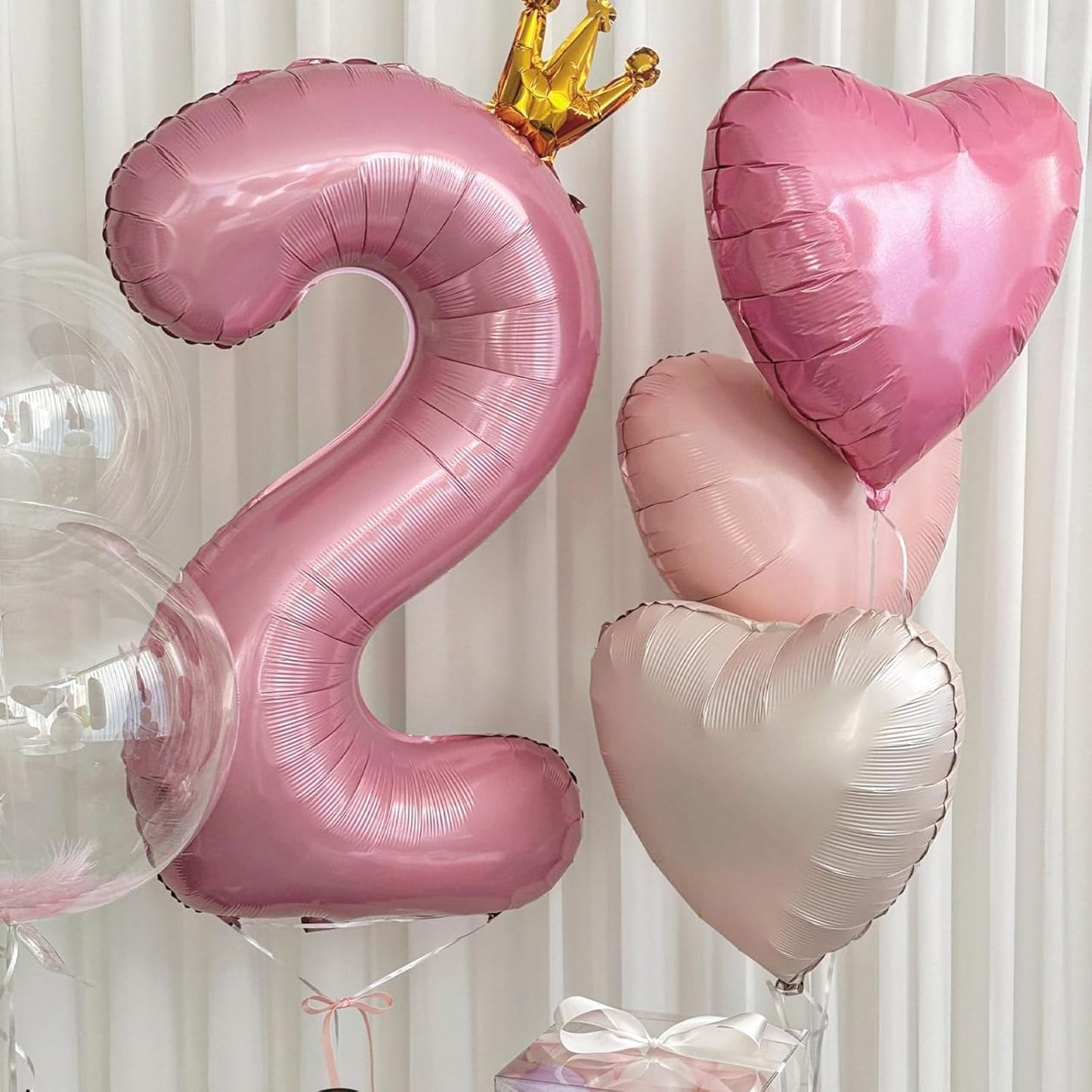 Pink White Heart Balloons,12Pcs Baby Pink Cream Heart Shaped Foil Balloons,18Inch Sand White Helium Balloon for Baby Shower Birthday Anniversary Wedding Party Decorations