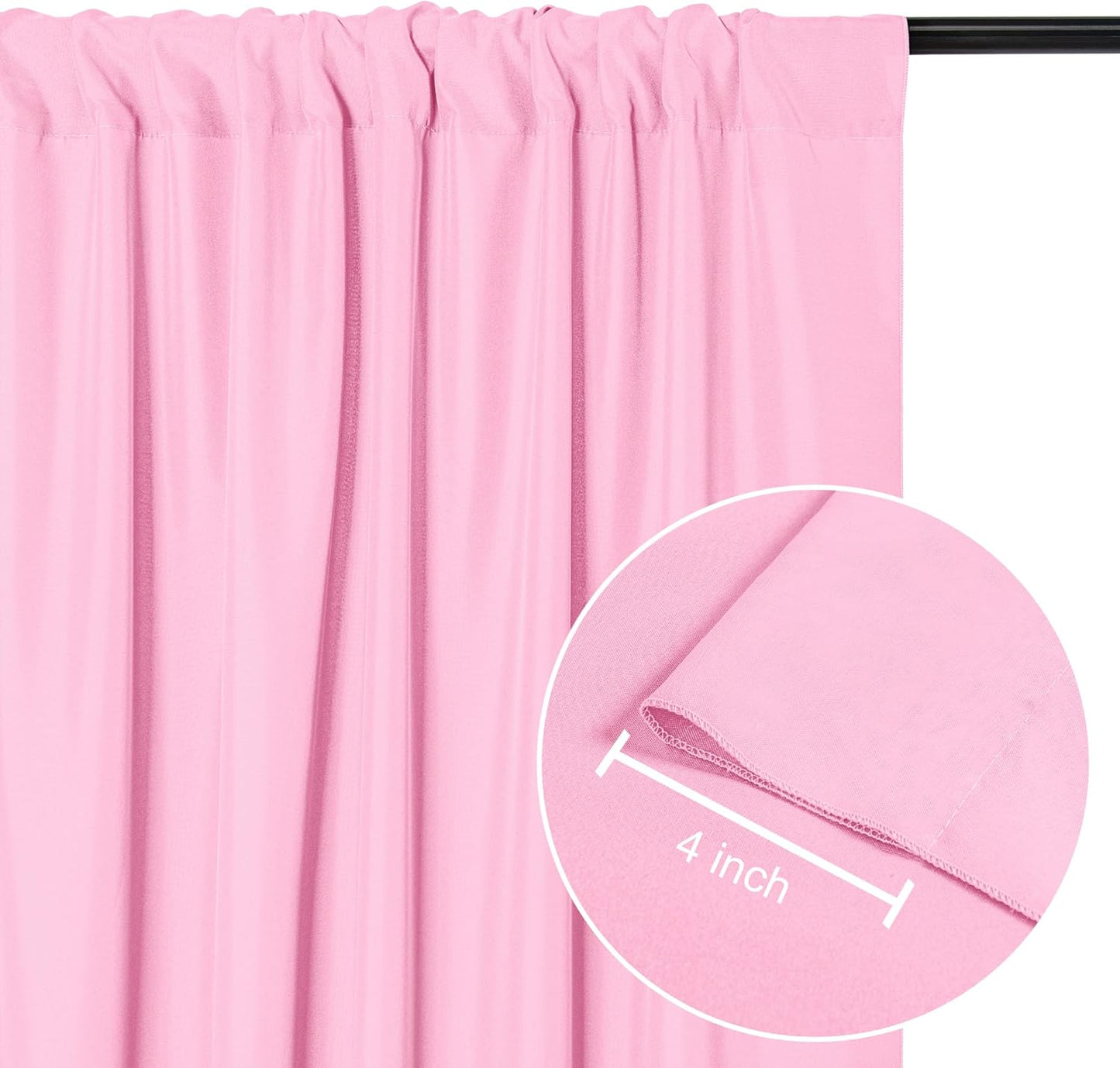 DWCN 10x8 FT Pink Backdrop Curtains for Parties, Photography Backdrop Drapes with Rod Pockets for Wedding Decorations Stage Birthday Family Gatherings, 2 Panels 5ft x 8ft
