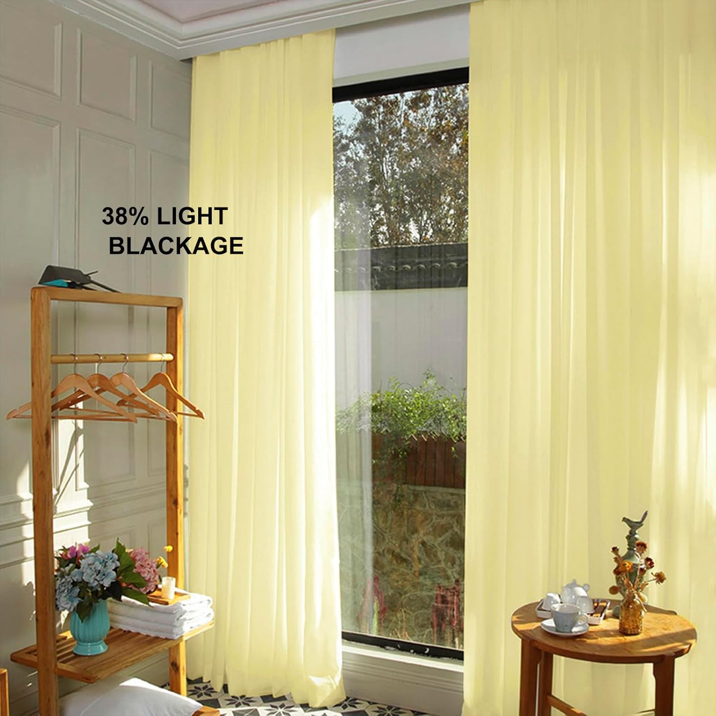 DUOBAO Yellow Chiffon Backdrop Curtain-2 Panels 58x120-Inch Wedding Backdrops Drape Yellow Curtains for Bedroom Voile Window Drapes Photography Background for Party Ceremony