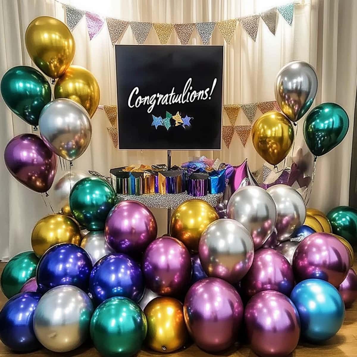 300 Pcs Metallic Chrome Balloons 12 Inch Colorful Party Balloon for Wedding Baby Shower Christmas Birthday Party Decoration