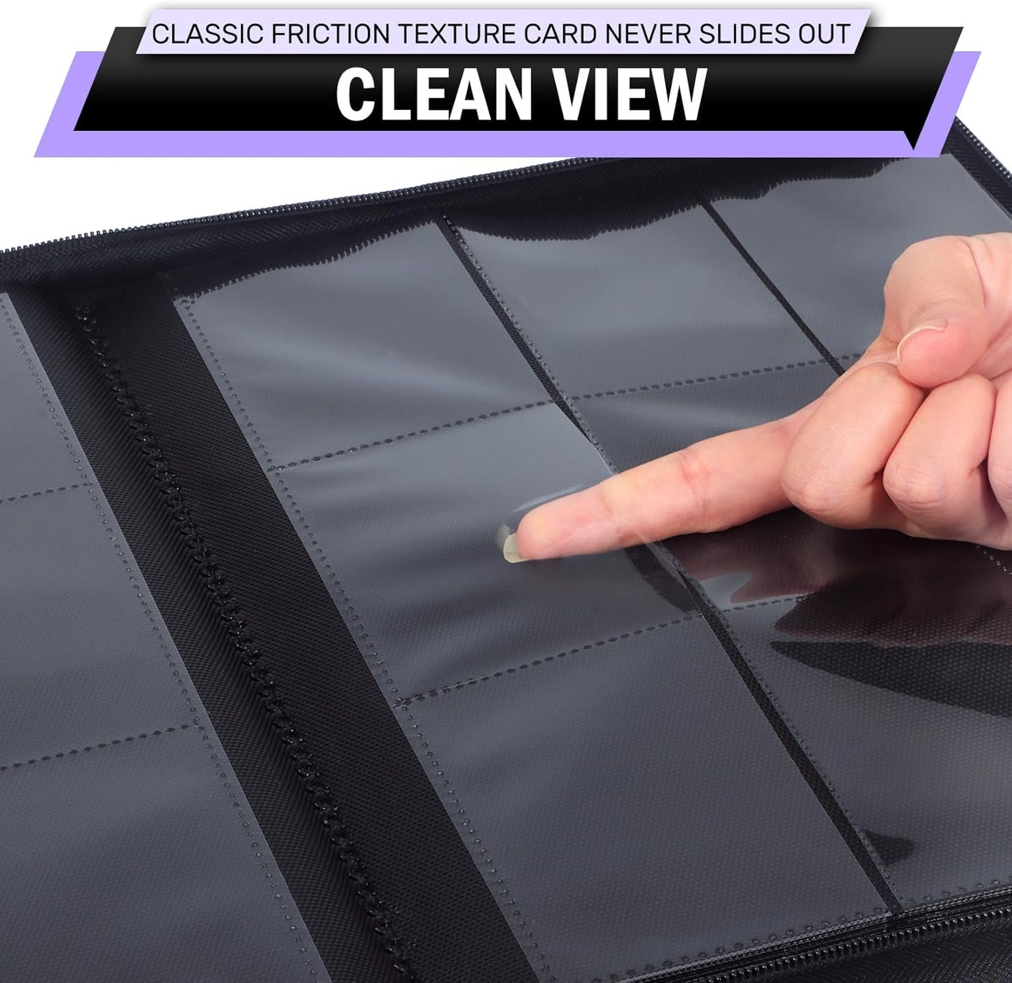 Trading Card Binder 9 Pocket, Zofly Zipper Card Collection Binder Album, Sturdy 540 Side-Loading Card Folder Holder for MTG, TCG, Sports Cards, Game Cards, Purple