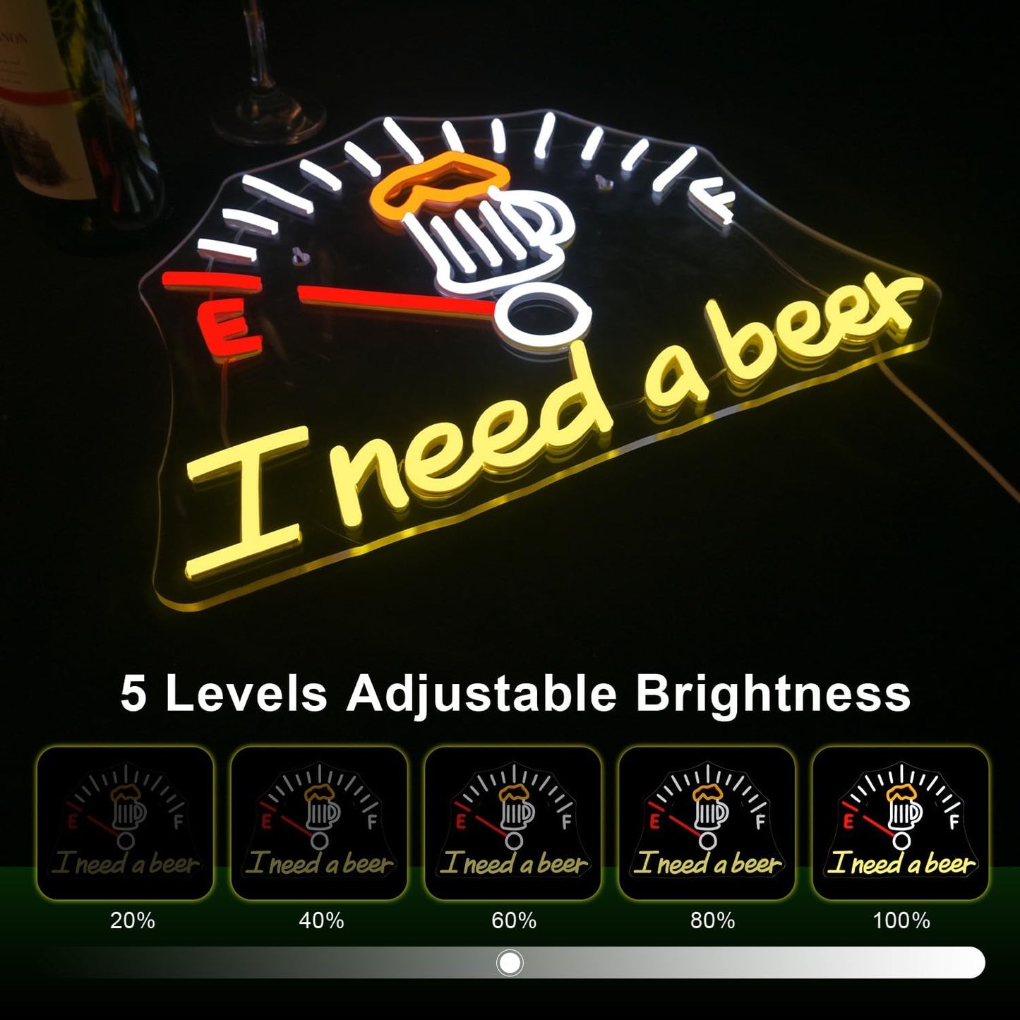 I Need a Beer Neon Sign,LED Neon Light Bar Wall Decor for Pub,Man Cave，Energy-Efficient,Shop Bar,Teen Room,Game Room Decor,Hip Hop Party Neon Signs Wall Decor,Party Bedroom Unique Gift for Beer Lovers