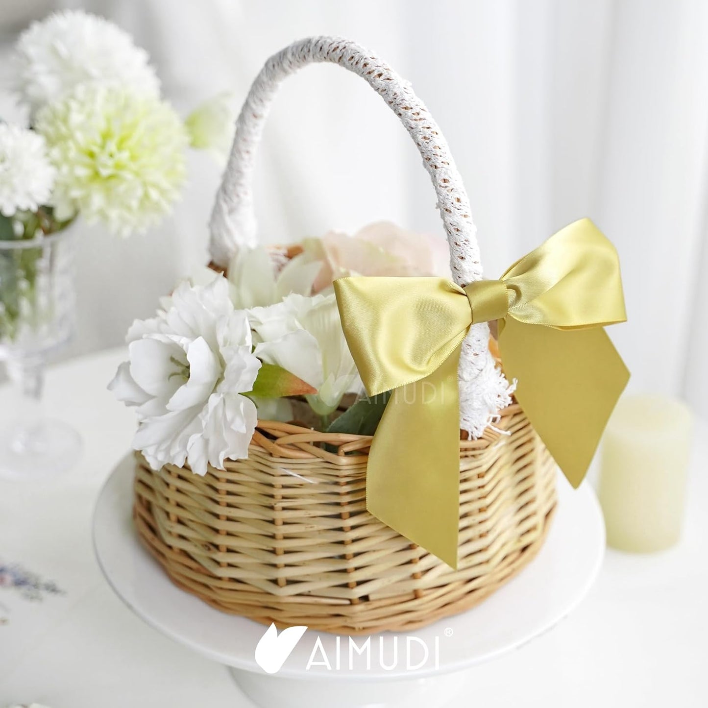 AIMUDI Gold Satin Bows 5.5" Bows for Gift Wrapping Satin Twist Tie Bows Premade Ribbon Bows for Treat Bags Invitations Baskets Wreaths Crafts Wedding Birthday Party Decorations, 24 PCs