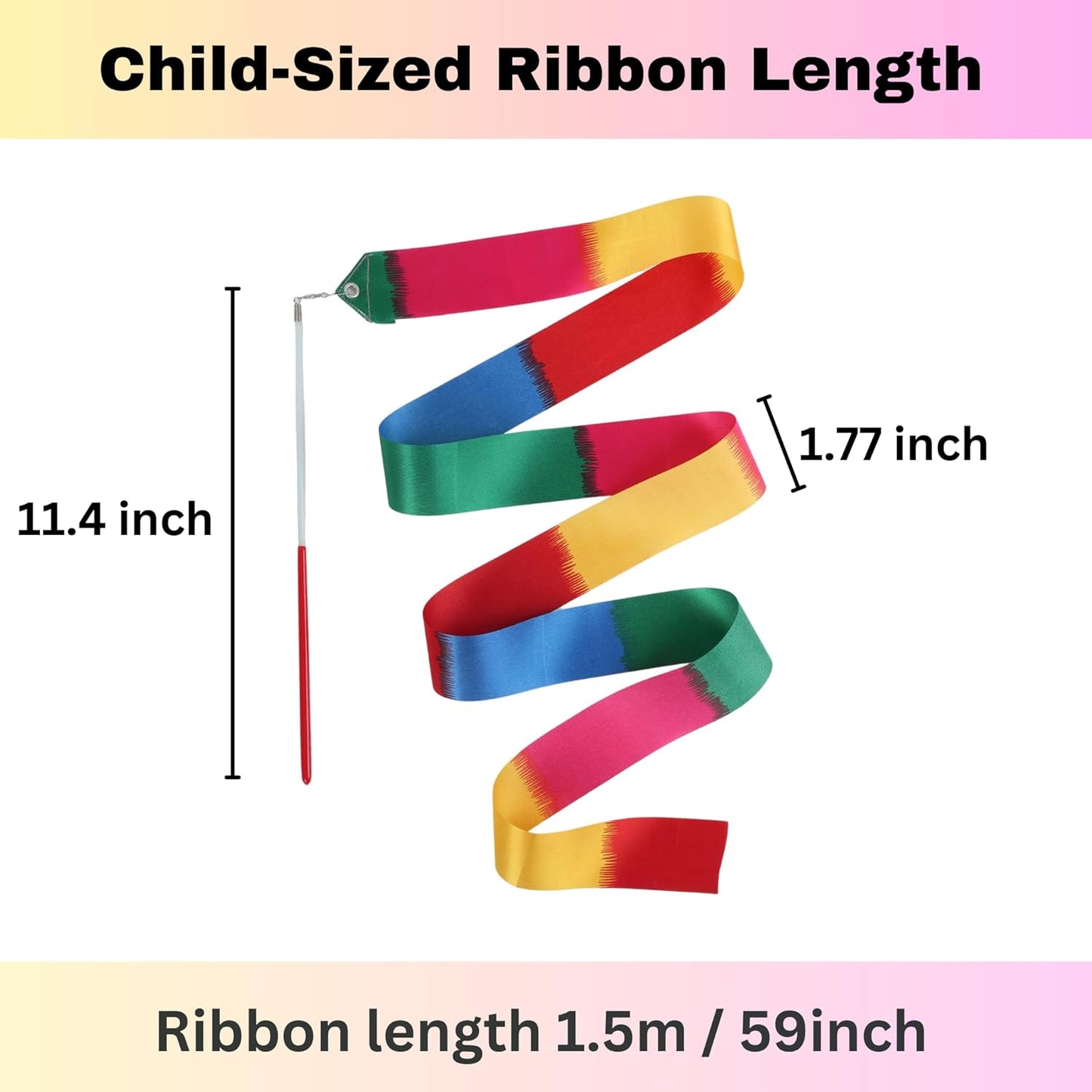 Ribbon Dance Wands 20 Pack, Party Favors for Kids Goodie Bag Stuffers, Rainbow Birhtday Outdoor Party Games (multicolored ribbon with Red grip, 20pcs Set)