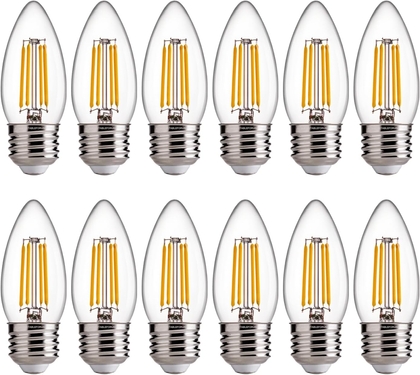 FLSNT B11 E26 Base LED Candelabra Light Bulbs 60W Equivalent, Dimmable, LED Candle Light Bulbs, 2700K Soft White, 12 Pack UL,CA65 Listed.