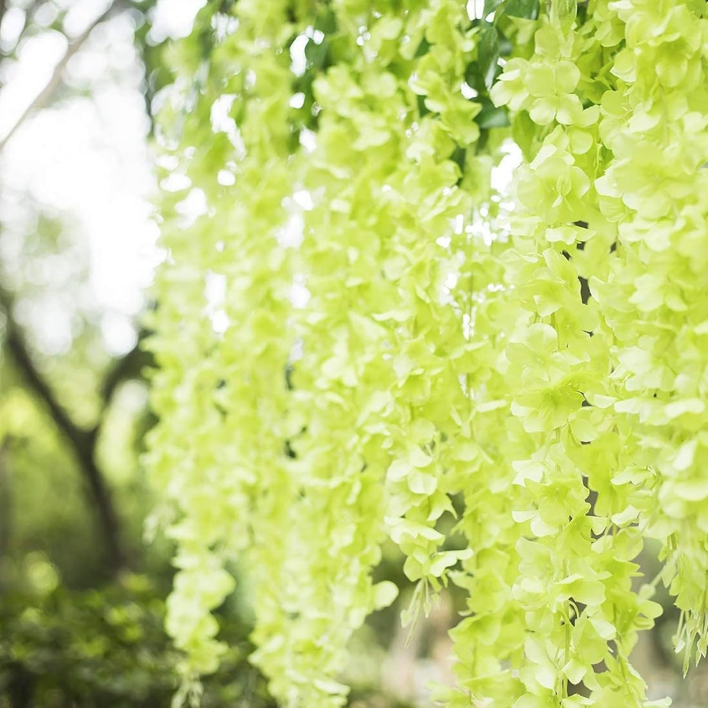 5 Pack Green Wisteria Hanging Flowers Garland, 3.77 Feet Artificial Flower Vines, Fake Wisteria, Artificial Vines Hanging Garland for Backdrop Outdoor Yard Garden Decor