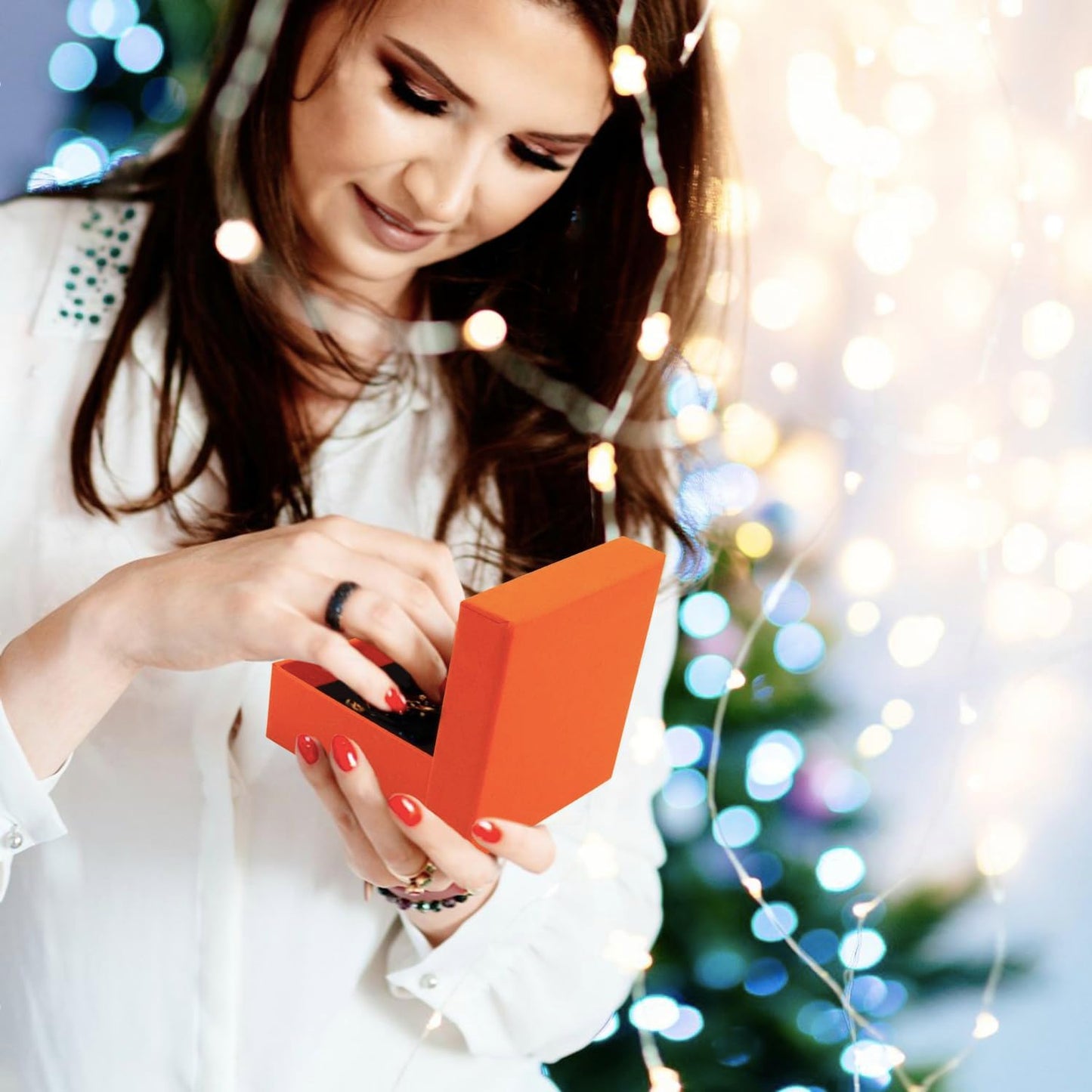 Gift Box Necklace Earring Ring Box Gift Box,12 Pieces Square Cardboard Jewelry Gift Boxes,Cotton Filled Cardboard Paper Jewelry Box Gift Case (3.5x3.5x1.25 Inches) (Orange)