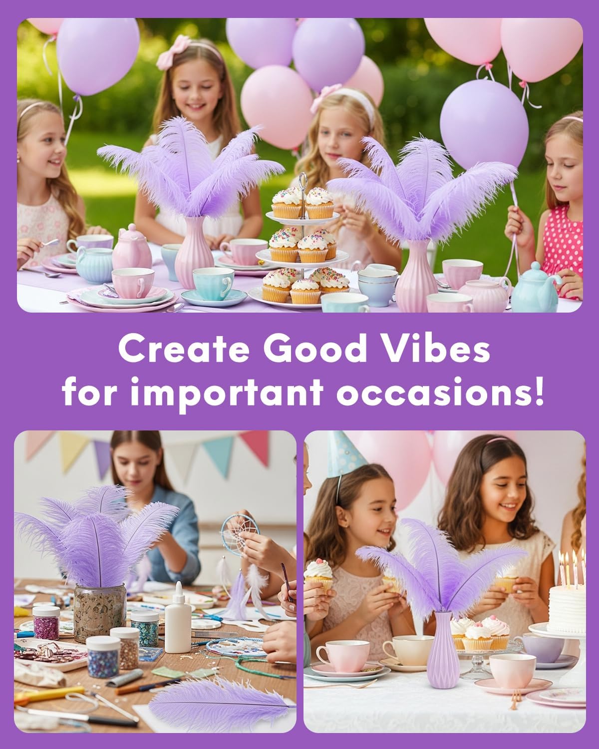 NEWONG 30pcs Light Purple Ostrich Feathers Natural Bulk 9-12in（23-30cm） Vase Craft Wedding Home Party Centerpieces Christmas Day Decoration