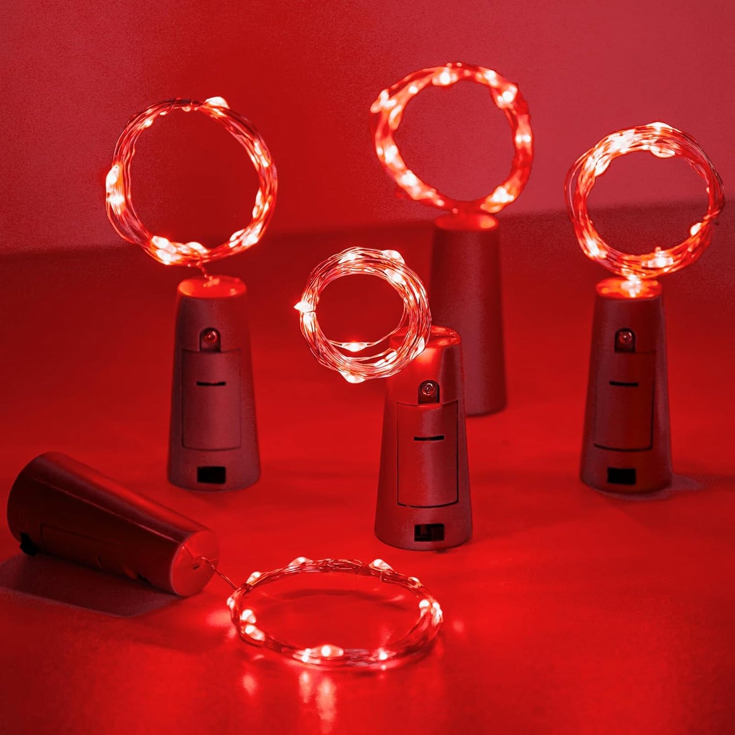 Aluan Wine Bottle Lights with Cork 10 Pack 20 LED Christmas Mini Fairy Lights for Indoor, Waterproof Battery Operated Cork Lights for Liquor Bottles Party Jar Wedding Reception Bar Decoration, Red