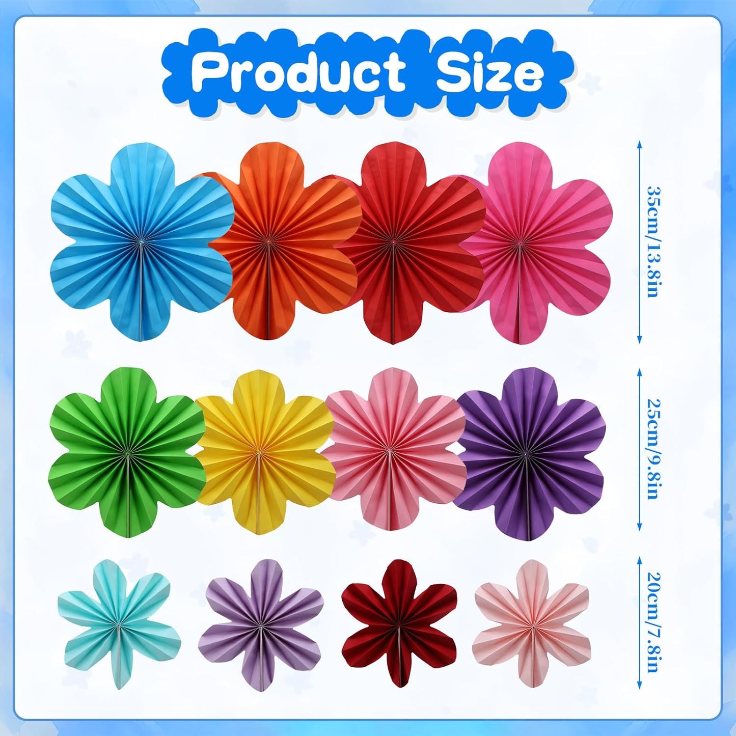BestoFun 12 PCS Paper Flowers Fans Mexican Party Decorations Paper Flowers Decorations for Wall Girl Groovy Birthday Baby Shower Wedding Bachelorette Room Hanging Décor