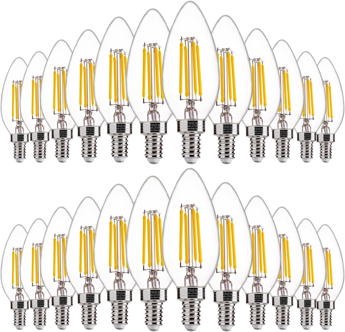 FLSNT 60W Equivalent LED Chandelier Light Bulbs, Dimmable LED B11 E12 Candelabra Base Bulbs, 3500K Natural White, 550LM, 24 Pack UL,CA65 Listed.