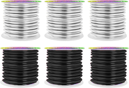 Mandala Crafts 8 Gauge Anodized Aluminum Craft Wire for Jewelry Making - 120 FT Colored Flexible Silver Black Wire - Bendable for Bonsai Armature Crafting Sculpting