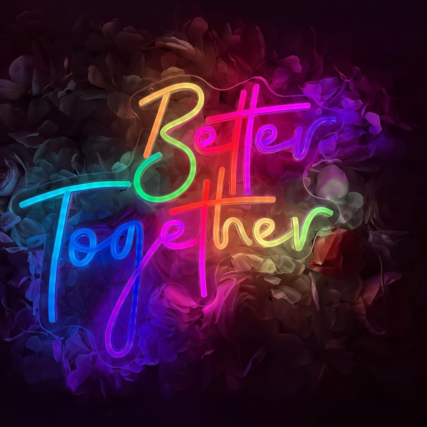 Ulalaza Smart RGB & Color Flow Effect Better Together LED Neon Sign with Remote & App Control Music Sync Timer Setting LED Acrylic Light for Wall Party Décor Bedroom Bar Wedding Home Birthday USB Powered