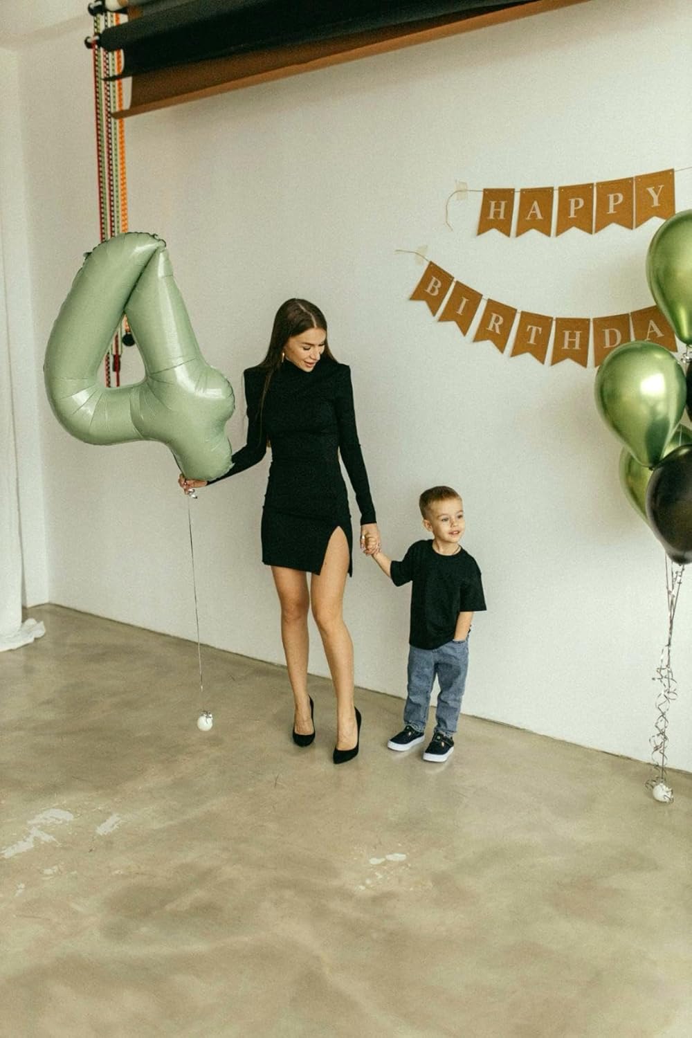 40 Inch Sage Green Large Number 4 Balloons, Giant Foil Number Four 14 24 34 40 44 Balloons, Oliver Green Mylar Big Balloon for Anniversary Graduation Decorations