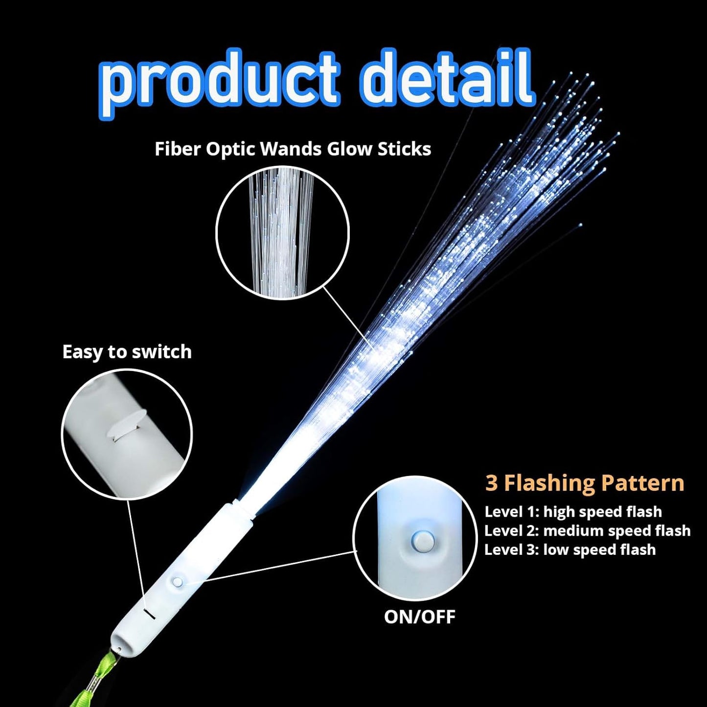 100Pcs White Fiber Optic Wands,3 Models Wedding Sparklers,Glow Sticks Light up Sticks Led Light Wands Fit Wedding Bridal Shower Birthday New Years Eve Party Supplies 2025