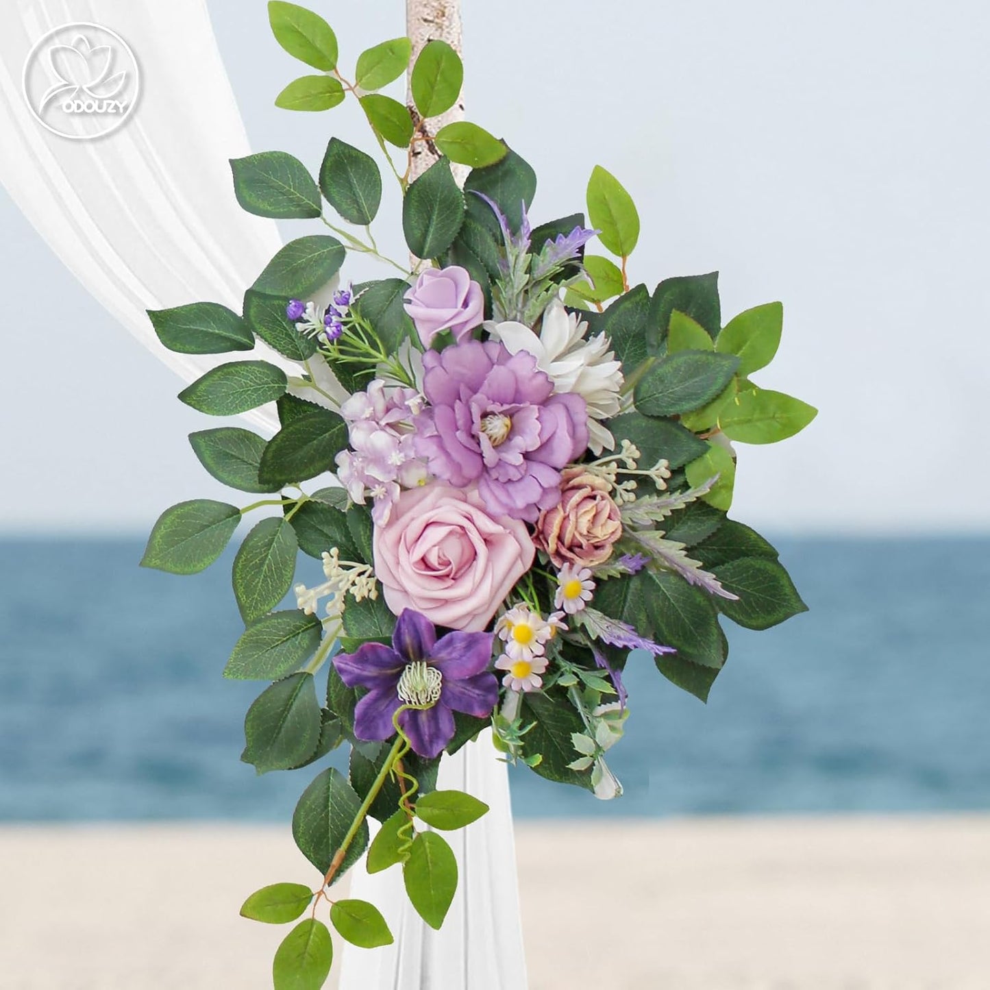 Wedding Arch Flowers,Artificial Flower Arch Decor,2pcs Artificial Flower Arrangement for Wedding Decor Reception Backdrop Floral Decorations (Light Purple)