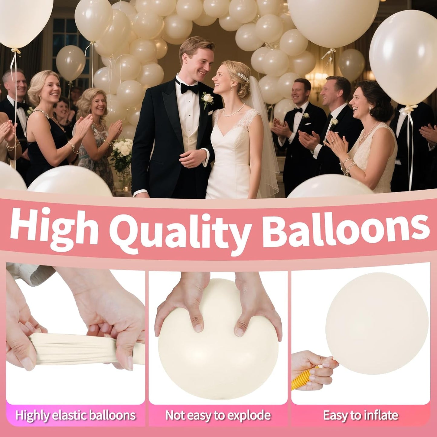 KAWKALSH Sand White Balloon Arch Kit 111Pcs 18 12 5 Inch Latex Party Balloons Garland for Birthday Baby Shower Wedding Engagement Anniversary Christmas Party Decorations