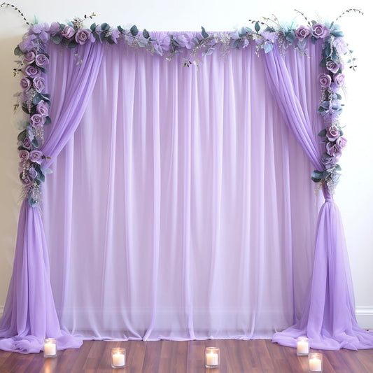 PARTISKY 20ft X 10ft Purple Tulle Backdrop Curtain for Parites, Sheer Backdrop Curtains Fabric Drapes for Wedding Ceremony Arch Party Stage Decorations