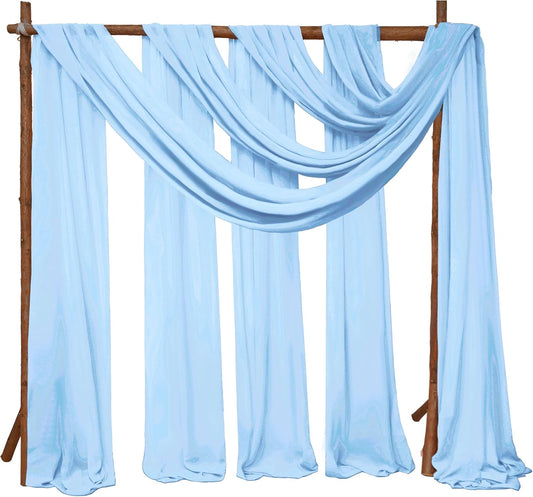 6 Panels Wedding Arch Drapery Baby Blue 28"x20Ft Wedding Arch Draping Fabric Chiffon Fabric Drape Sheer Backdrop Curtain for Weddings Party Swag Ceremony Birthday Arbor Drapery Reception Ceiling Décor