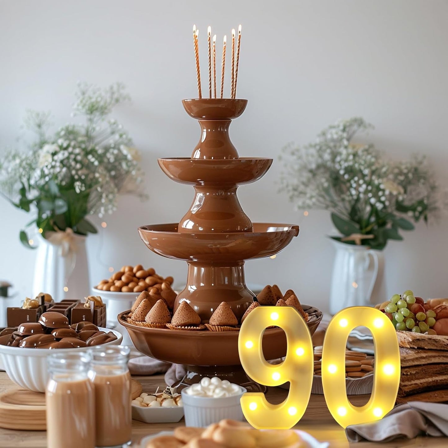 90th Birthday Decorations for Women Men,Happy 90 Birthday Decorations for Centerpieces Table,90 Light Up Numbers Sign Led for Party Backdrop Wall Decor for Wedding Anniversary Home