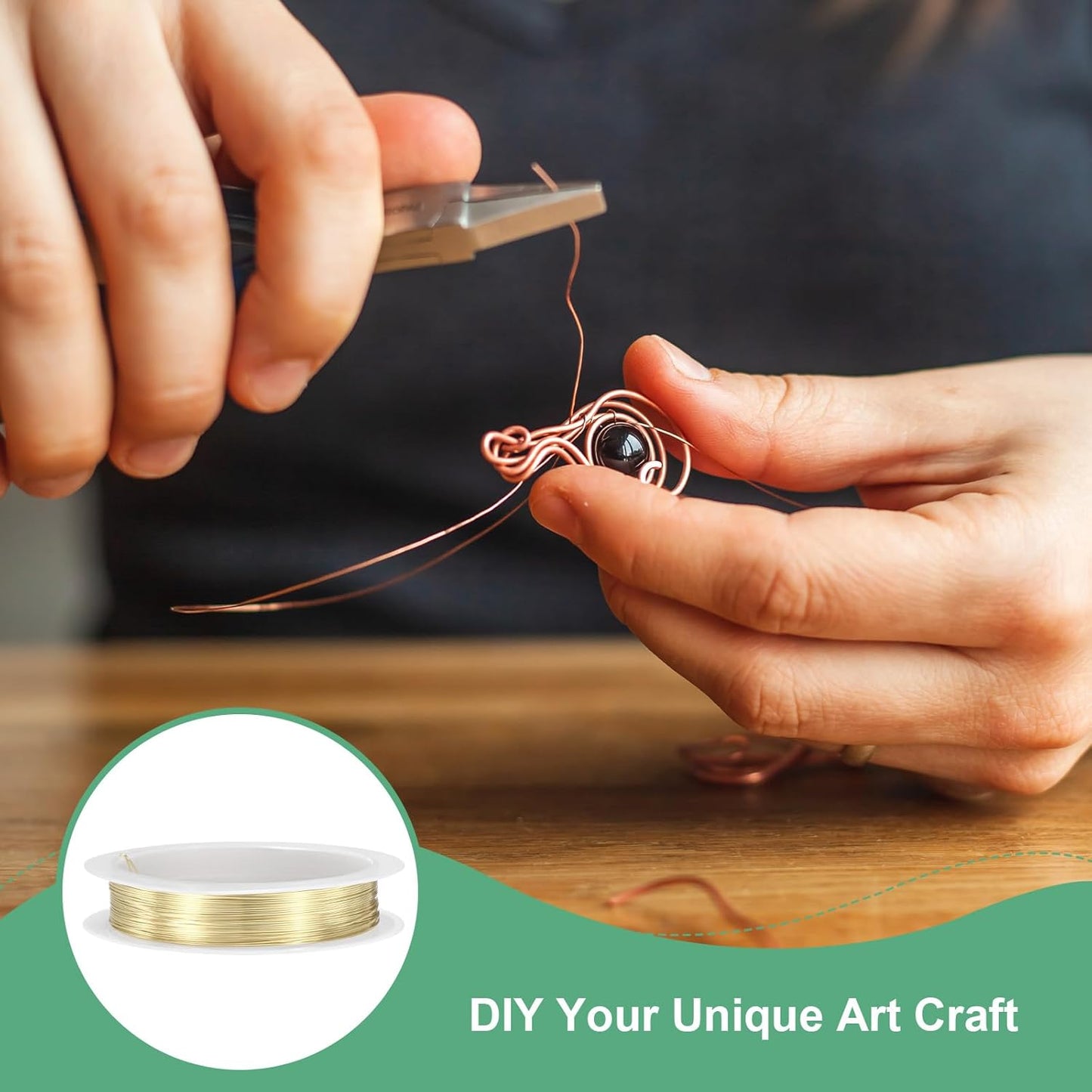 0.4 mm/26 Gauge Copper Wire for Jewelry Making, 30.2FT Copper Beading Craft Wire for Jewelry/Weaving/DIY Crafting/Planting, Color-Retaining [9.2M, Light Golden]