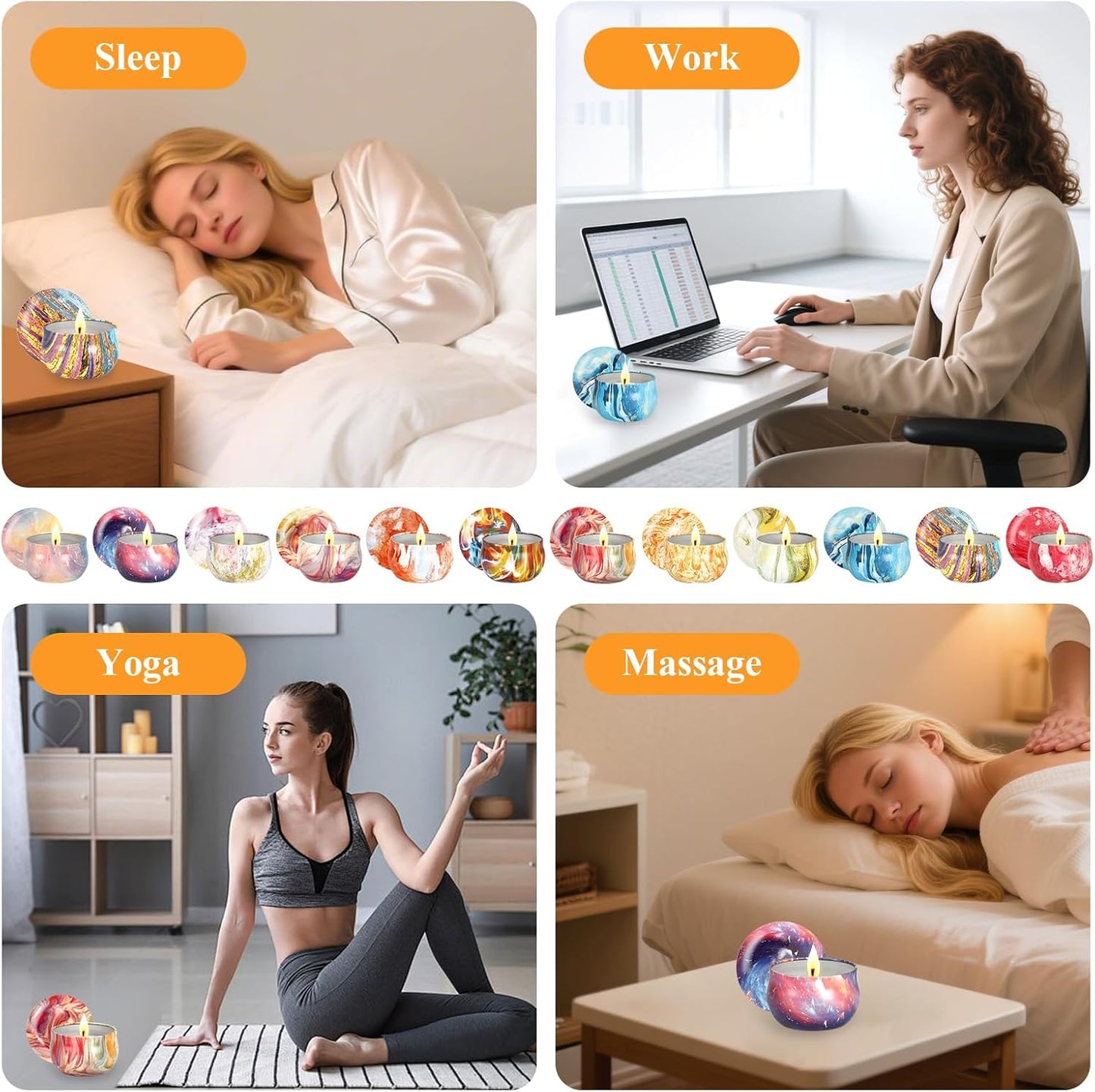 48PCS Scented Candles Gift Set Long Lasting Soy Wax Aromatherapy Candles for Home Wedding Baby Shower Bridal Party Favors Christmas Birthday Gifts for Women (Colorful)