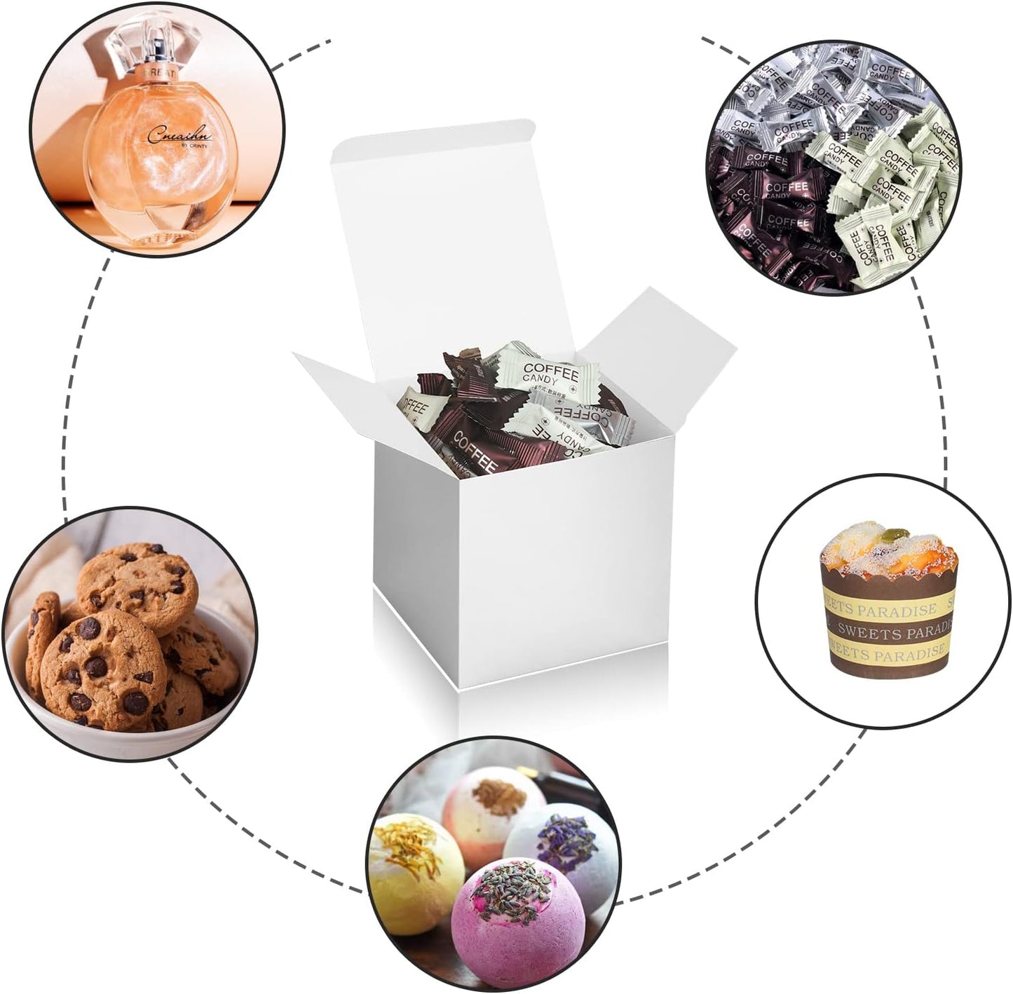 100 Pack Small Gift Boxes, 3x3x3 Inches Favor Boxes Silver Paper Gift Boxes with Lids for Presents, Crafting, Cupcake Boxes, Gifts, Candy Boxes for Wedding Party Bridal Shower Baby Shower Favors