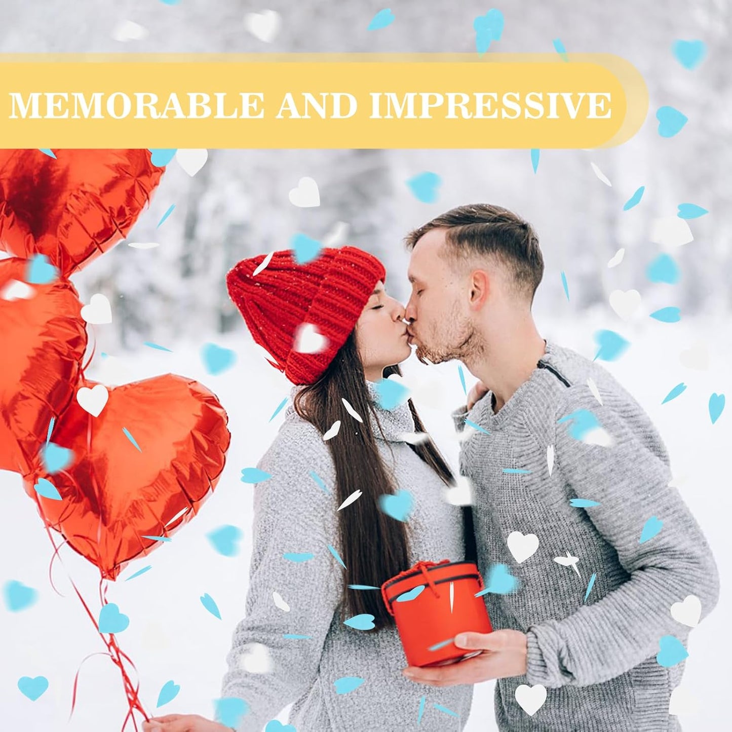 5000Pcs Heart Confetti, Table Confetti Hearts Shaped for Valentine's Day, Wedding Birthday Party Balloon Decoration (Blue/White)