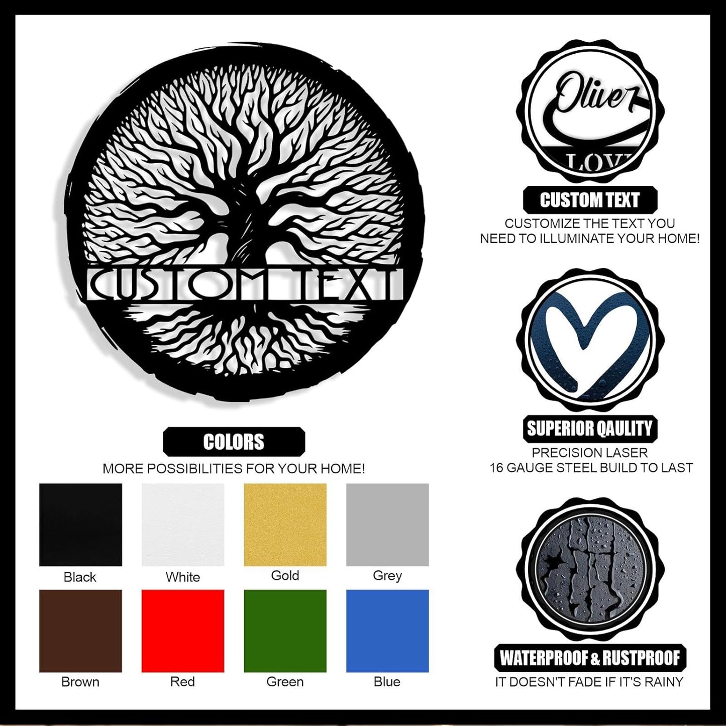 Personalized Tree of Life Metal Sign Wall Art Decor, Custom Wedding Gifts for Couples, Custom Family Name Sign, Christmas Valentine's Day Housewarming Gifts