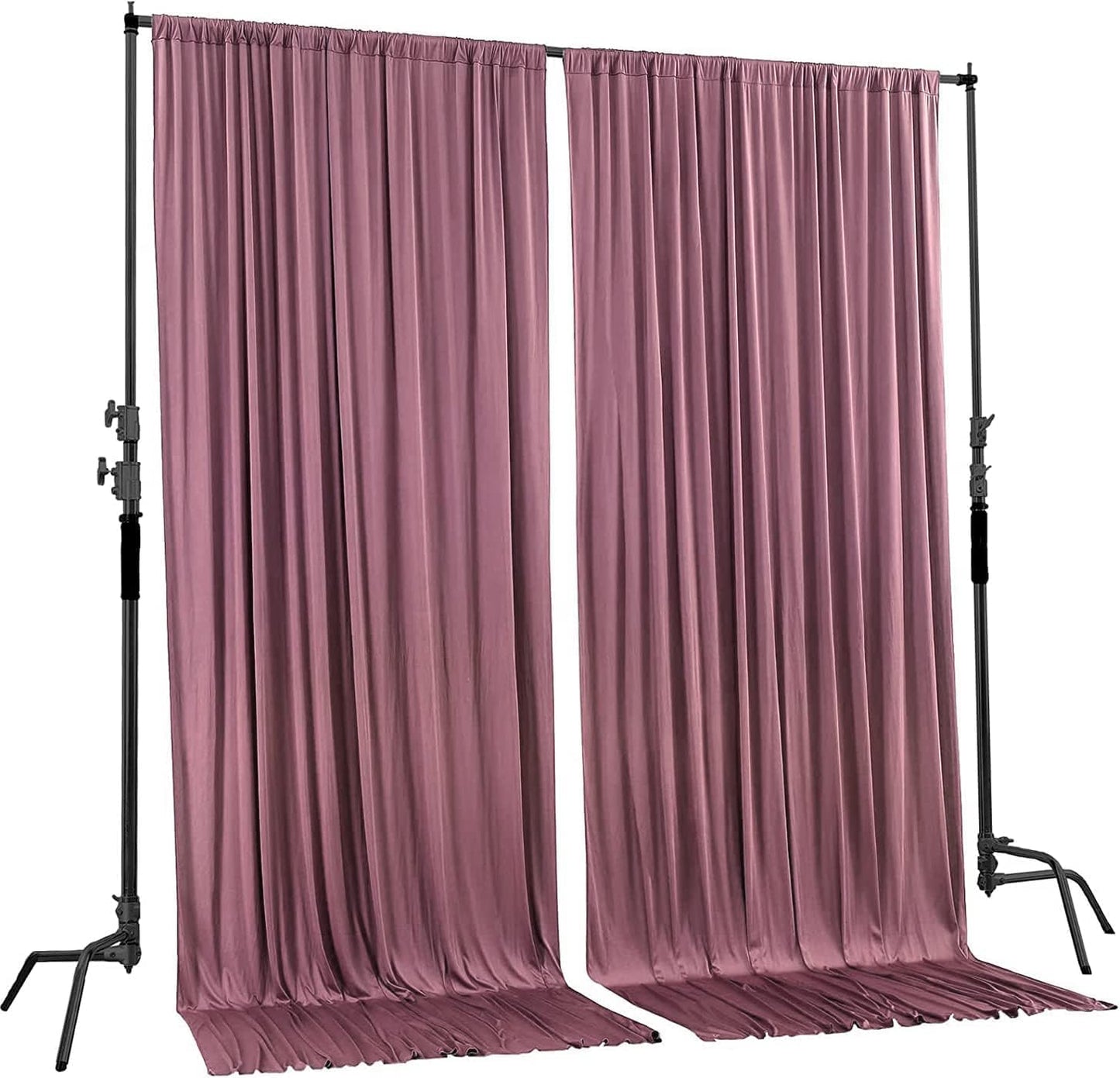 AK TRADING CO. 10 feet x 8 feet IFR Polyester Backdrop Drapes Curtains Panels with Rod Pockets - Wedding Ceremony Party Home Window Decorations - Dusty Rose