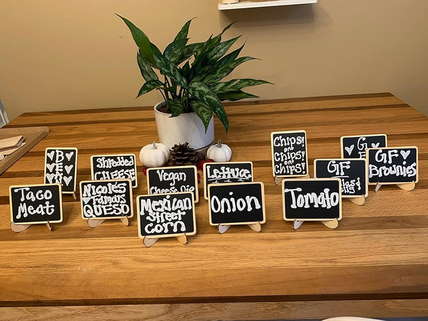 20 Pcs Mini Chalkboard Signs with Stand, Food Signs for Party Buffet, Table Numbers, Place Cards Display, Weddings, Buffet, Small Blackboards Wood Little Chalkboard