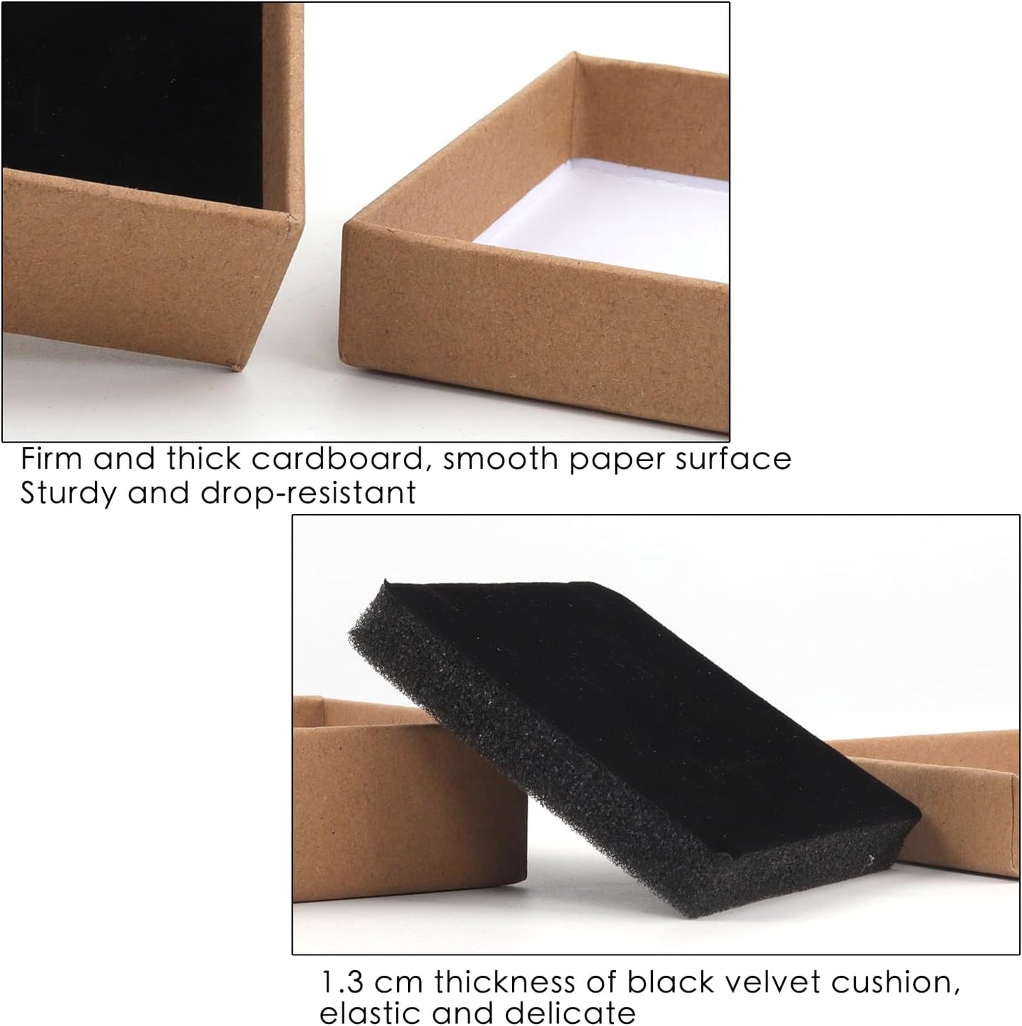 Gift Box Necklace Earring Ring Box Gift Box,12 Pieces Square Cardboard Jewelry Gift Boxes,Cotton Filled Cardboard Paper Jewelry Box Gift Case (3.5x3.5x1.25 Inches) (Kraft)