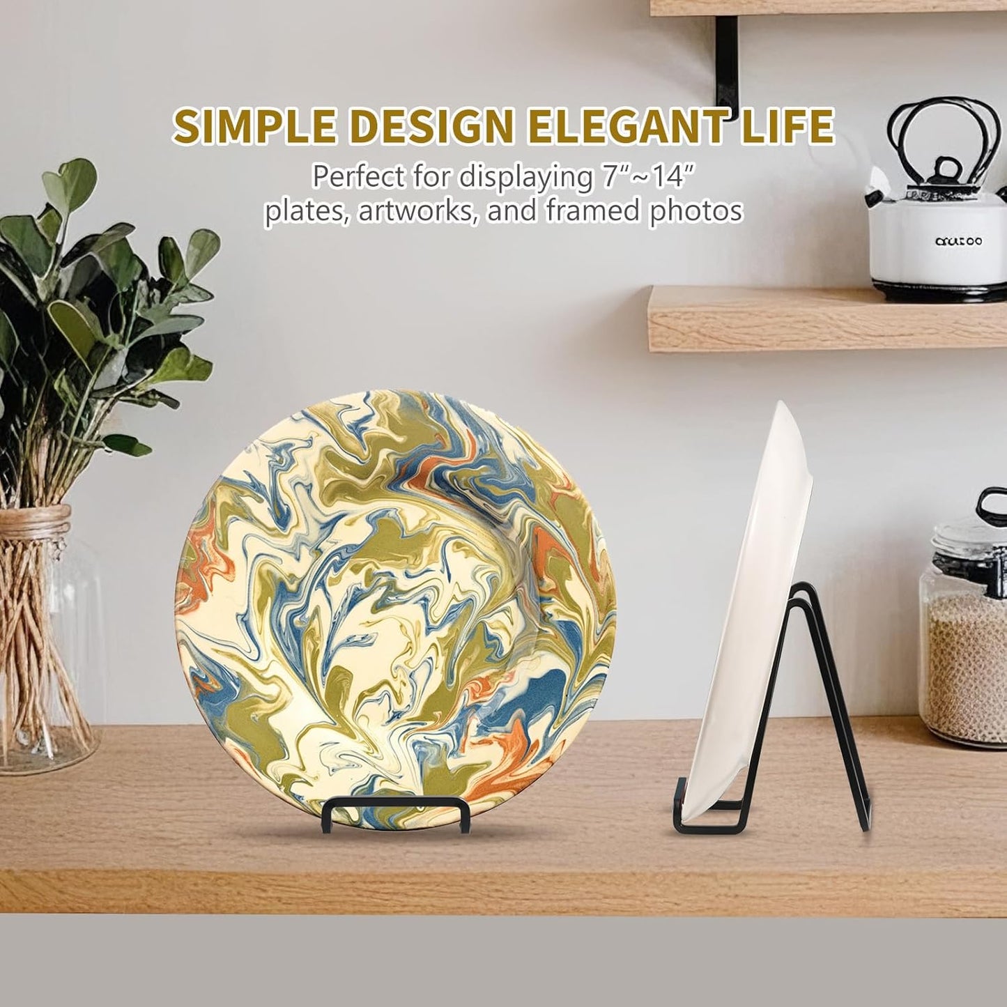 Plate Holder Easel Display Stand - 6 inch Metal Plate Stands for Display - Tabletop Picture Stand - Black Iron Easels for Display Pictures | Photo Frames | Book | Decorative Plates | Plaque - 4Pack