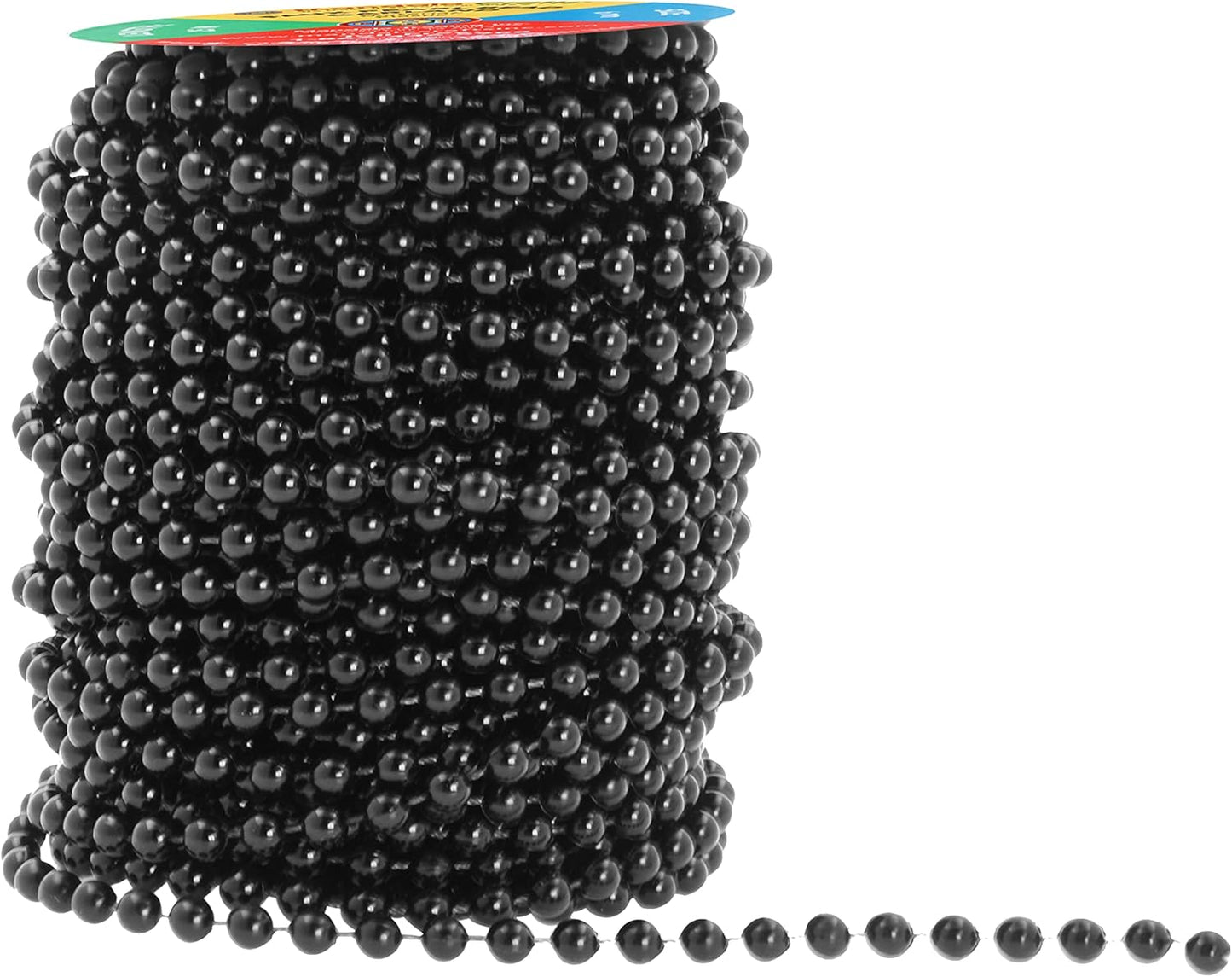 Mandala Crafts 6mm Faux Black Pearl Beads Roll - 27 Yards Strand of Fake Pearls Chain Garlands Spool String for Christmas Tree, Wedding, Party, Vases, DIY Decoration