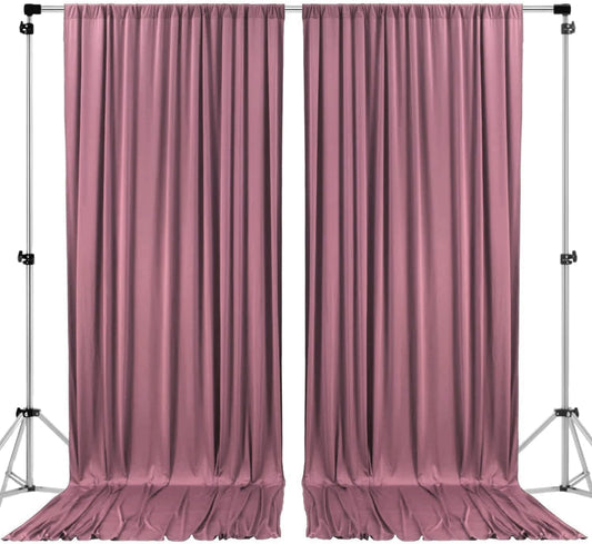 AK TRADING CO. 10 feet x 8 feet IFR Polyester Backdrop Drapes Curtains Panels with Rod Pockets - Wedding Ceremony Party Home Window Decorations - Dusty Rose